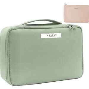 Women Green Travel Makeup Bag Cosmetic Bag Makeup Bag Toiletry bag